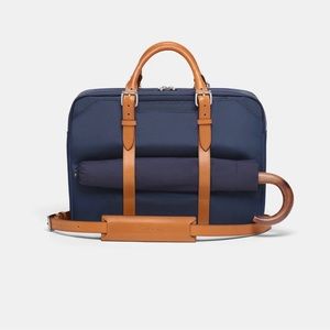 Stuart Lou The Cary Briefcase - Single Navy/Tan